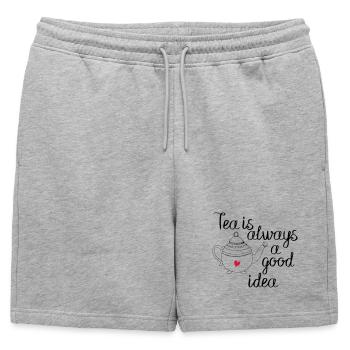 le thé est toujours une bonne idée 2c - Short de survêtement homme premium - gris chiné - Devant - AI Model Male 178 light (178cm)