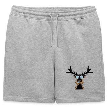 Motif de dessin animé Rudolf le renne - Short de survêtement homme premium - gris chiné - Devant - AI Model Male 178 light (178cm)