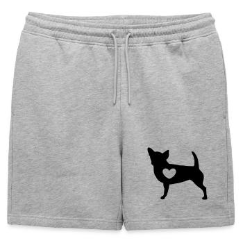 Chihuahua avec coeur - Short de survêtement homme premium - gris chiné - Devant - AI Model Male 178 light (178cm)