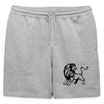 Lion - design - Mens' Premium Organic Sweatshorts - heather grey - Front - AI Model Male 178 light (178cm)
