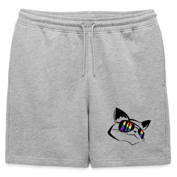 Pride Chat LGBT - Short de survêtement homme premium - gris chiné - Devant - AI Model Male 178 light (178cm)