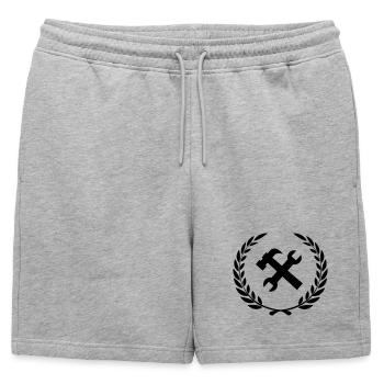 Werkzeuglogo für Bauarbeiter - Männer Premium Organic Sweatshorts - Grau meliert - Vorne - AI Model Male 178 light (178cm)