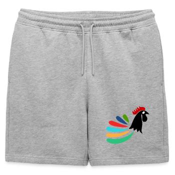 COQ. POULE. POUSSIN. ANIMAL. ANIMAUX. OISEAU - Short de survêtement homme premium - gris chiné - Devant - AI Model Male 178 light (178cm)