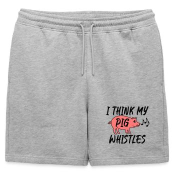 I think my pig whistles - Mens' Premium Organic Sweatshorts - heather grey - Front - AI Model Male 178 light (178cm)