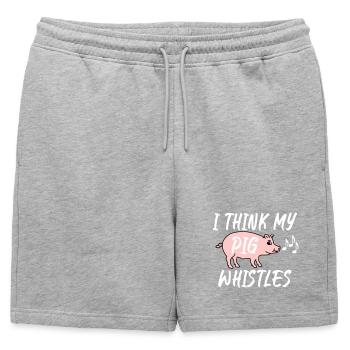 I think my pig whistles - Mens' Premium Organic Sweatshorts - heather grey - Front - AI Model Male 178 light (178cm)