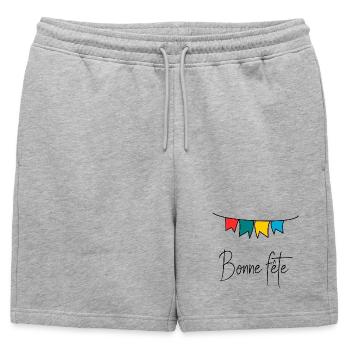 HAPPY FATHER'S DAY. DAD. FATHER'S DAY. FATHER - Mens' Premium Organic Sweatshorts - heather grey - Front - AI Model Male 178 light (178cm)