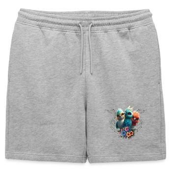 Le gang de l’oiseau heureux - Short de survêtement homme premium - gris chiné - Devant - AI Model Male 178 light (178cm)