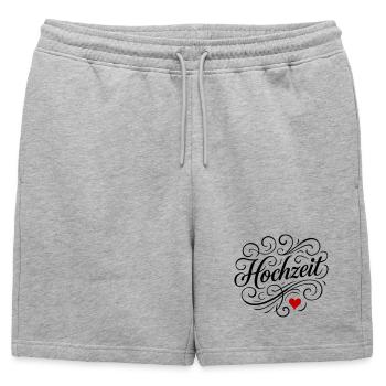 Coeur de mariage - Short de survêtement homme premium - gris chiné - Devant - AI Model Male 178 light (178cm)