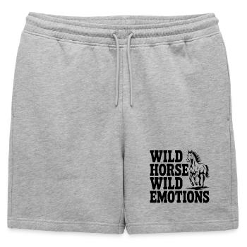 Cheval sauvage, émotions sauvages - Short de survêtement homme premium - gris chiné - Devant - AI Model Male 178 light (178cm)