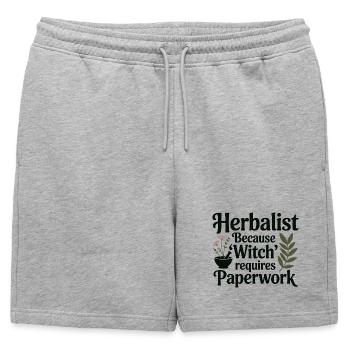 Herboriste parce que la sorcière exige des papiers - Short de survêtement homme premium - gris chiné - Devant - AI Model Male 178 light (178cm)