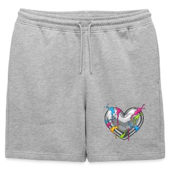 Cœur métallique avec douche de couleur - Short de survêtement homme premium - gris chiné - Devant - AI Model Male 178 light (178cm)
