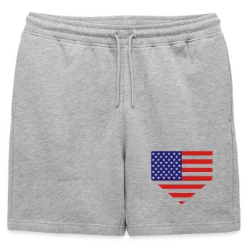 Drapeau américain au marbre - Short de survêtement homme premium - gris chiné - Devant - AI Model Male 178 light (178cm)