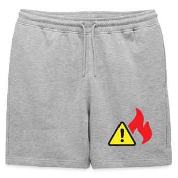 Icône solide d’alerte incendie Symbole de sécurité de flamme - Short de survêtement homme premium - gris chiné - Devant - AI Model Male 178 light (178cm)