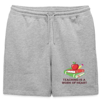 Conception de l’école Teacher Heart Work - Short de survêtement homme premium - gris chiné - Devant - AI Model Male 178 light (178cm)