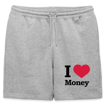 I love Money | Herz | Heart - Short de survêtement homme premium - gris chiné - Devant - AI Model Male 178 light (178cm)