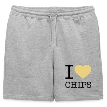 I LOVE CHIPS - Short de survêtement homme premium - gris chiné - Devant - AI Model Male 178 light (178cm)