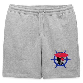skull pirate - Short de survêtement homme premium - gris chiné - Devant - AI Model Male 178 light (178cm)