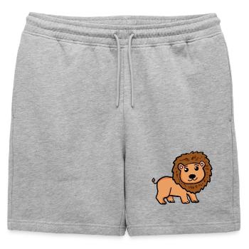 Lion doux pour enfants - Lion doux pour bébés - Short de survêtement homme premium - gris chiné - Devant - AI Model Male 178 light (178cm)