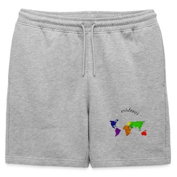 Wödroas - Weltreise, Austrian dialect - Mens' Premium Organic Sweatshorts - heather grey - Front - AI Model Male 178 light (178cm)