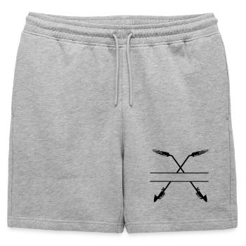 Two crossed gas burner monogram - Mens' Premium Organic Sweatshorts - heather grey - Front - AI Model Male 178 light (178cm)