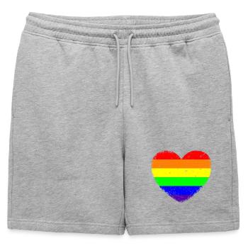 Cœur LGBTQ | Dans un style vintage - Short de survêtement homme premium - gris chiné - Devant - AI Model Male 178 light (178cm)