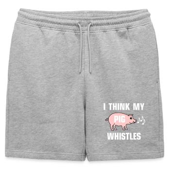 I think my pig whistles - Mens' Premium Organic Sweatshorts - heather grey - Front - AI Model Male 178 light (178cm)
