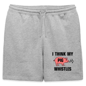 I think my pig whistles - Mens' Premium Organic Sweatshorts - heather grey - Front - AI Model Male 178 light (178cm)