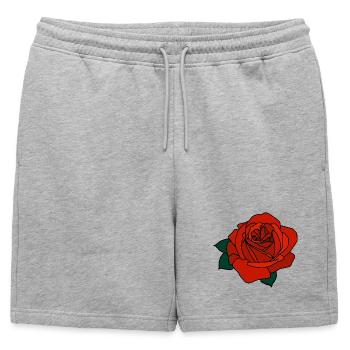 Rose rouge - Short de survêtement homme premium - gris chiné - Devant - AI Model Male 178 light (178cm)