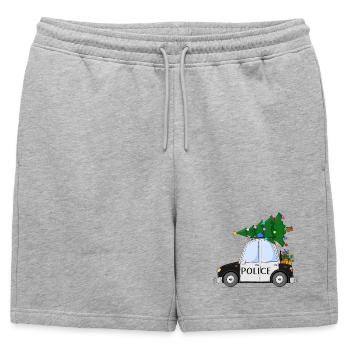 Voiture de Police Police Noël Noir Blanc - Short de survêtement homme premium - gris chiné - Devant - AI Model Male 178 light (178cm)