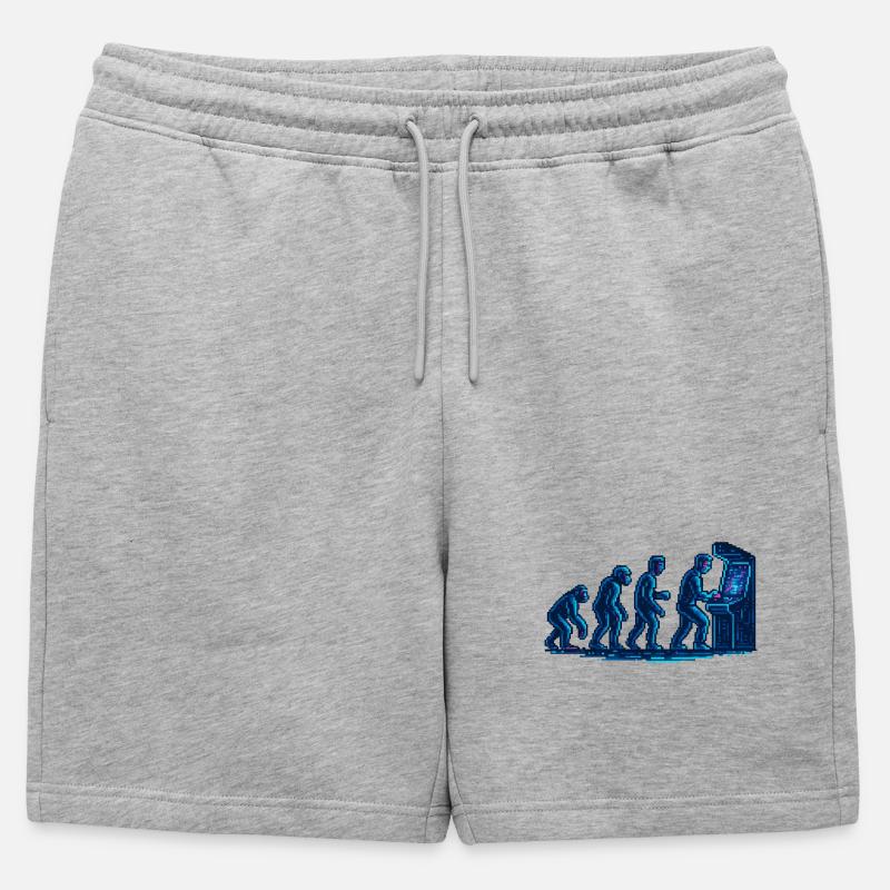 Evolution towards retro arcade - Mens' Premium Organic Sweatshorts - heather grey