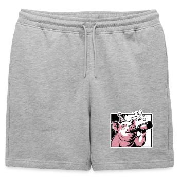 Cochon avec bouteille de fête et de célébration - Short de survêtement homme premium - gris chiné - Devant - AI Model Male 178 light (178cm)