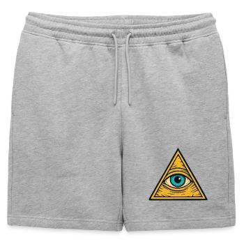 Oeil dans l’illustration du triangle - Short de survêtement homme premium - gris chiné - Devant - AI Model Male 178 light (178cm)
