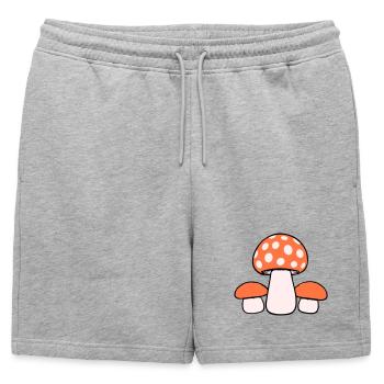 3 Mushrooms Three Group Dotted Family Fungi Nature - Mens' Premium Organic Sweatshorts - heather grey - Front - AI Model Male 178 light (178cm)