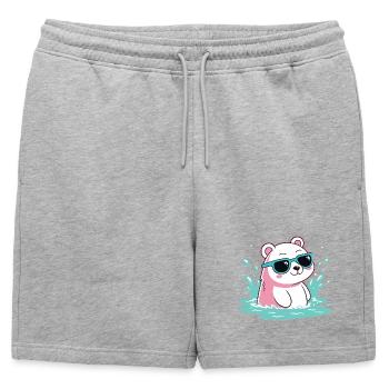 Ours Polaire aquatique en lunettes cool - Short de survêtement homme premium - gris chiné - Devant - AI Model Male 178 light (178cm)