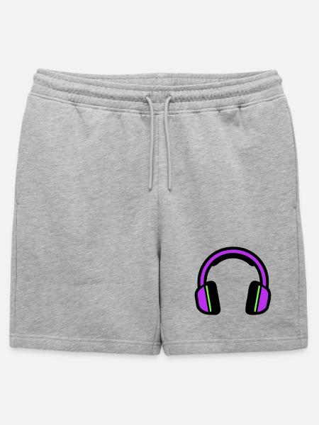 Silhouette musicale des écouteurs - Short de survêtement homme premium - gris chiné