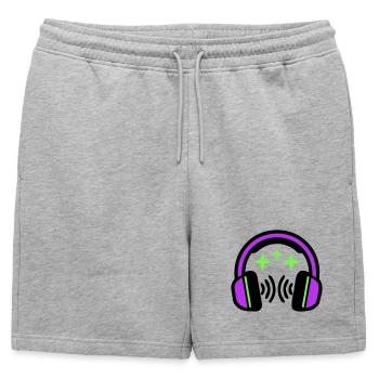 Headphones Stars Icon - Mens' Premium Organic Sweatshorts - heather grey - Front - AI Model Male 178 light (178cm)