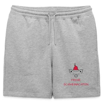 Joyeux Noël Cochon I Joyeux Schweinachten - Short de survêtement homme premium - gris chiné - Devant - AI Model Male 178 light (178cm)