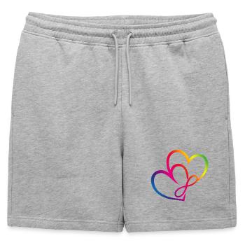 Deux cœurs Arc-en-ciel Infinity Love CSD LGBT - Short de survêtement homme premium - gris chiné - Devant - AI Model Male 178 light (178cm)