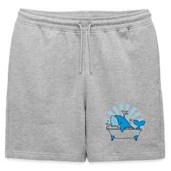 Whale in the Bathtub – Funny Ocean Design - Mens' Premium Organic Sweatshorts - heather grey - Front - AI Model Male 178 light (178cm)