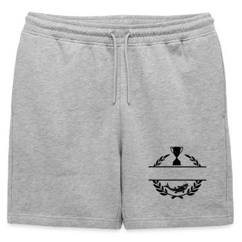 Poisson et tasse dans une couronne de laurier avec barre de texte vierge - Short de survêtement homme premium - gris chiné - Devant - AI Model Male 178 light (178cm)
