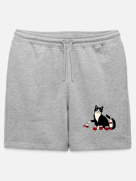 Verre à vin pour chat - Short de survêtement homme premium - gris chiné