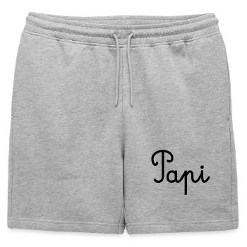 PAPI. PAPA. FÊTE DES PÈRES. BONNE FÊTE PAPA - Short de survêtement homme premium - gris chiné - Devant - AI Model Male 178 light (178cm)