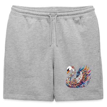 Swan decorated with Mandalas - Mens' Premium Organic Sweatshorts - heather grey - Front - AI Model Male 178 light (178cm)