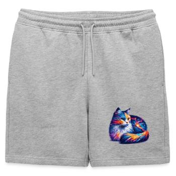Chat - Short de survêtement homme premium - gris chiné - Devant - AI Model Male 178 light (178cm)
