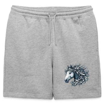 Cheval - Short de survêtement homme premium - gris chiné - Devant - AI Model Male 178 light (178cm)