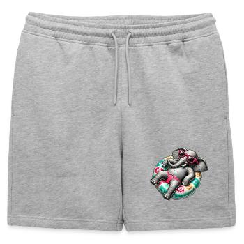 Un éléphant détendu sur une piste de natation - Short de survêtement homme premium - gris chiné - Devant - AI Model Male 178 light (178cm)