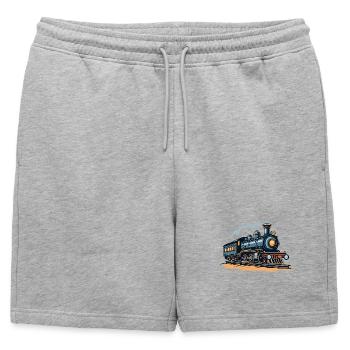 Illustration ferroviaire - Short de survêtement homme premium - gris chiné - Devant - AI Model Male 178 light (178cm)