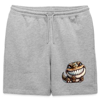 Mignon timide timide dinosaure dessin animé - Short de survêtement homme premium - gris chiné - Devant - AI Model Male 178 light (178cm)