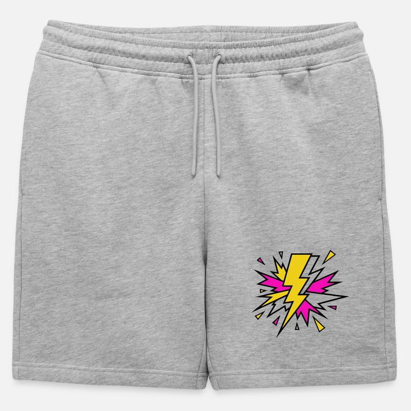Gelber Strahl Neon-Explosion - Männer Premium Organic Sweatshorts - Grau meliert