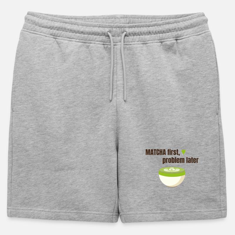 Matcha first, problem later - Mens' Premium Organic Sweatshorts - heather grey